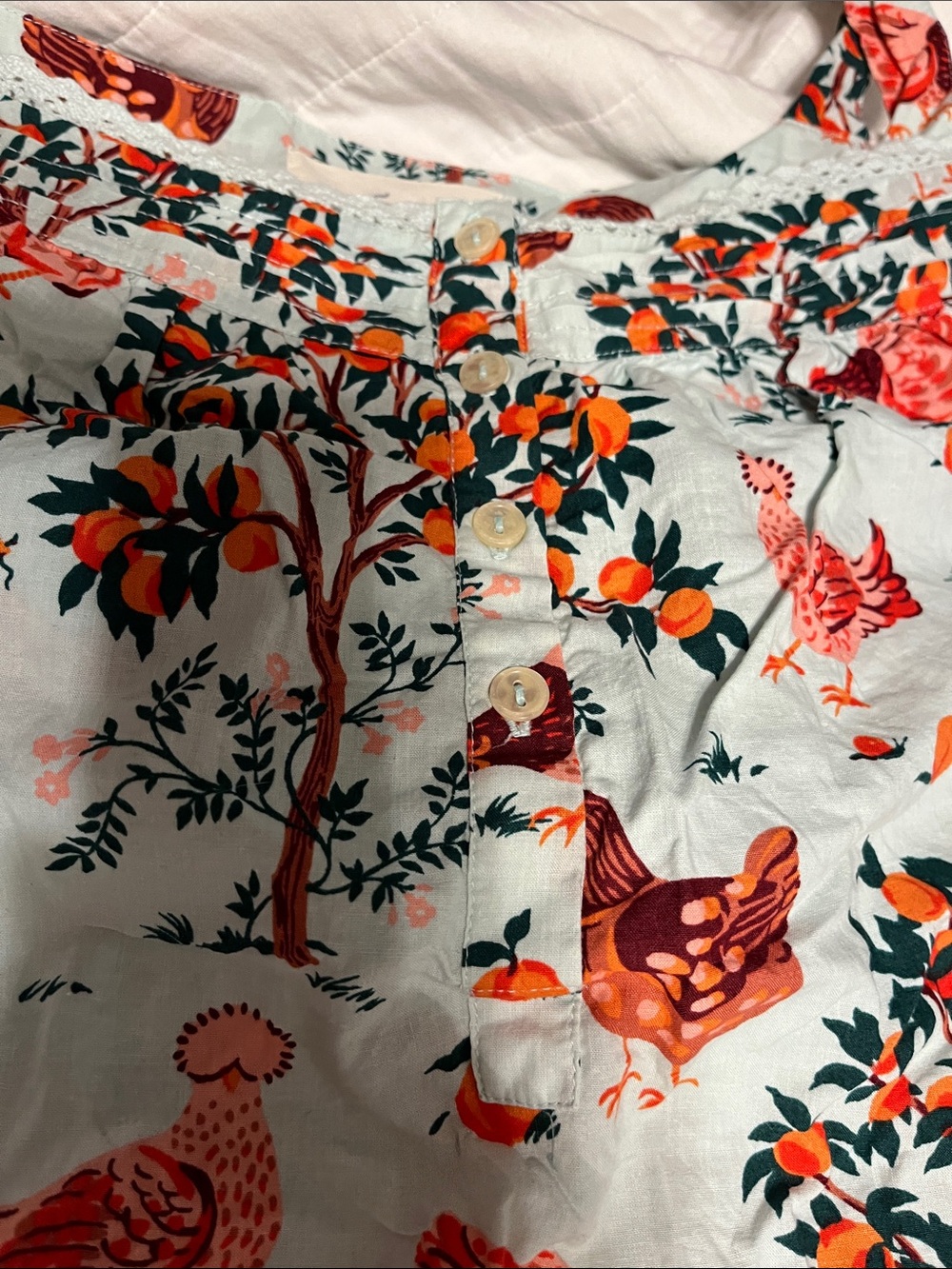 Printfresh Light Blue Hen & Orange Tree Smocked Pajama Set - Picture 3 of 10